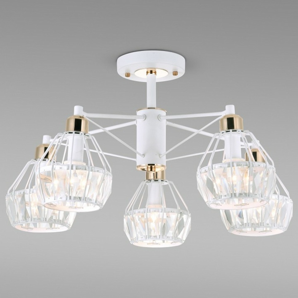 Фото Люстра на штанге Eurosvet Lord 70075/5 белый EV_84041 - интернет-магазин МегаТерем в Москве