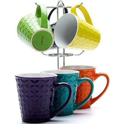 Набор кружек 6 шт на подставке LORAINE (23138)