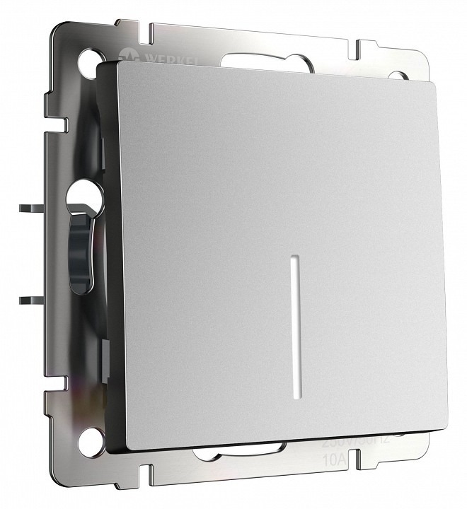 Фото Выключатель одноклавишный с подсветкой без рамки Werkel серебряный матовый W1110165 WRK_a063607 - интернет-магазин МегаТерем в Москве