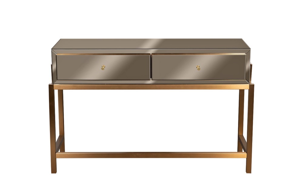 Фото Консоль 2 ящика зеркало бронза/золото 120*42*76 см (TT-00013507) - интернет-магазин МегаТерем в Москве