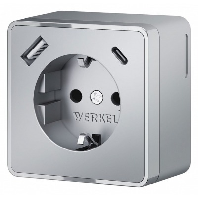 Розетка с заземлением и со шторками и USB Werkel Gallant (серебряный) W5071706 WRK_a057701