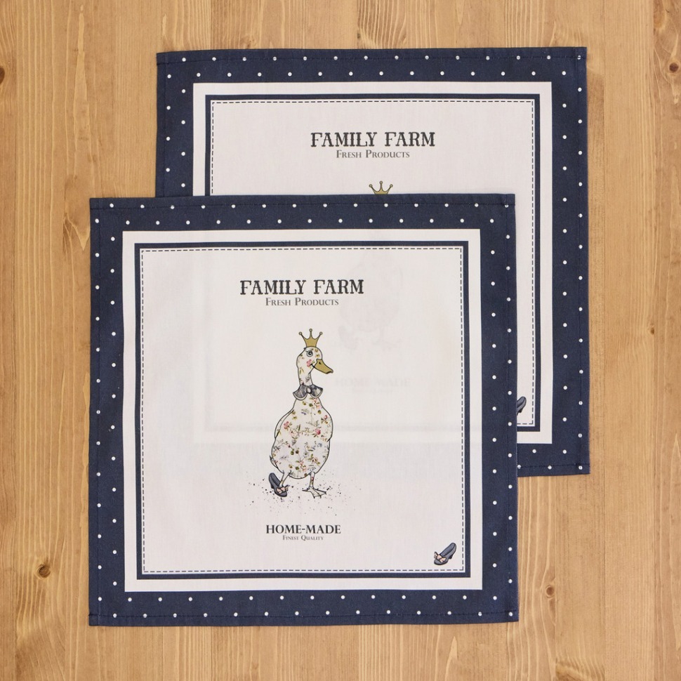 Фото Набор салфеток из 2-х шт family farm ,40х40см,синий,100% хлопок,твил Lefard (850-742-83) - интернет-магазин МегаТерем в Москве