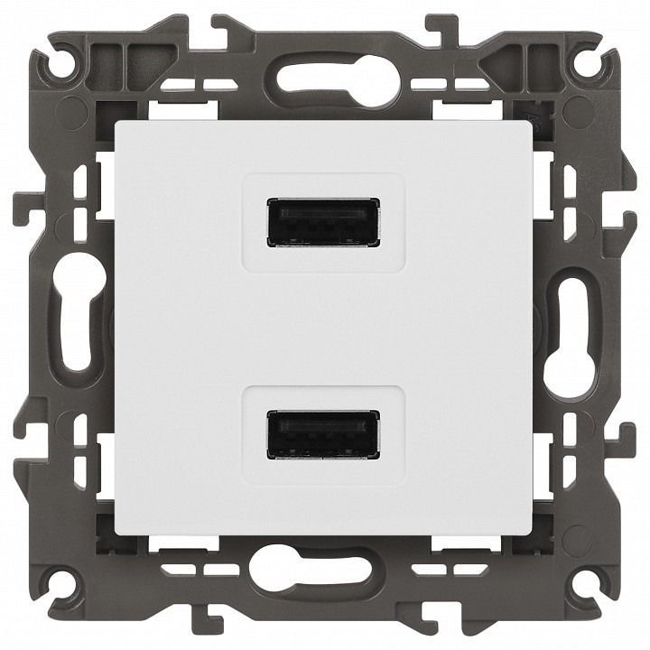 Фото Розетка 2хUSB type A без рамки Эра Эра Elegance 14-4110-01 ER_B0034358 - интернет-магазин МегаТерем в Москве