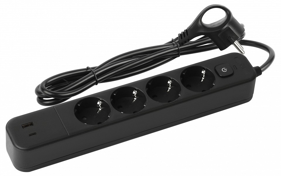 Фото Удлинитель с выключателем Эра  USF-4es-1,5m-2xUSBAC-B ER_B0059572 - интернет-магазин МегаТерем в Москве