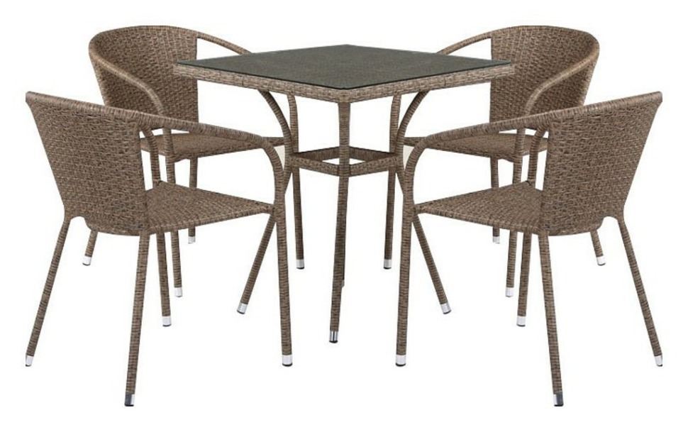 Фото Набор уличный T282BNT/Y137C-W56 Light Brown 4Pcs AFN_T282BNT_Y137C-W56_Light_Brown_4Pcs - интернет-магазин МегаТерем в Москве