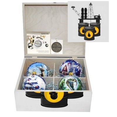 Фото Новогодний набор на 4 шара Золотой резерв с кристаллами Swarovski (2565) - интернет-магазин МегаТерем в Москве