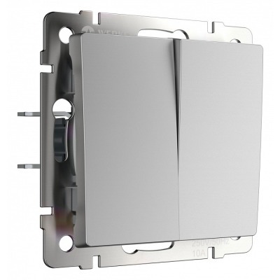 Выключатель проходной двухклавишный с самовозвратом без рамки Werkel серебряный W1122406 WRK_a062574