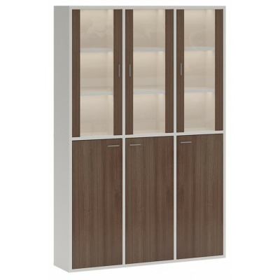 Шкаф-витрина Домино СУ(ш3в2)+3ФГ+3ФС MER_SUsh3v2-3FG-3FS-BESH-belyj-shamoni-CH