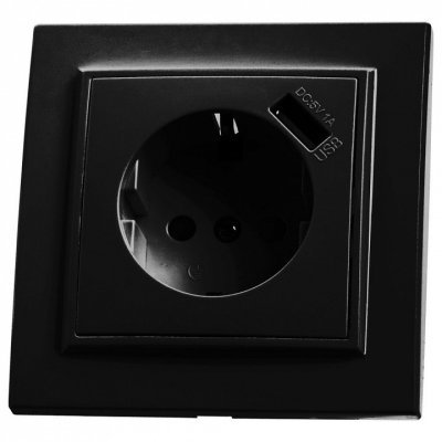 Розетка с заземлением и со шторками и USB Stekker Эрна 39480 FE_39480