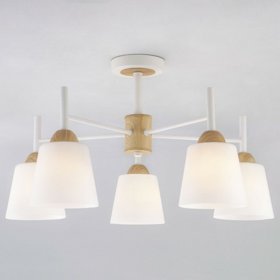 Фото Люстра на штанге Eurosvet Fresco 70085/5 белый EV_83420 - интернет-магазин МегаТерем в Москве