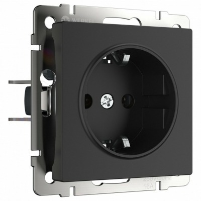 Розетка с заземлением, без рамки Werkel черный матовый W1171008 WRK_a051600