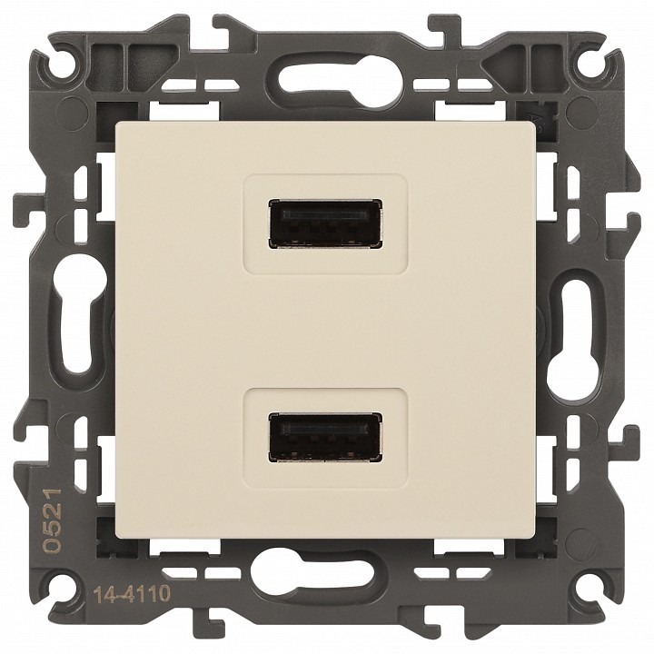 Фото Розетка 2хUSB type A без рамки Эра Эра Elegance 14-4110-02 ER_B0034359 - интернет-магазин МегаТерем в Москве