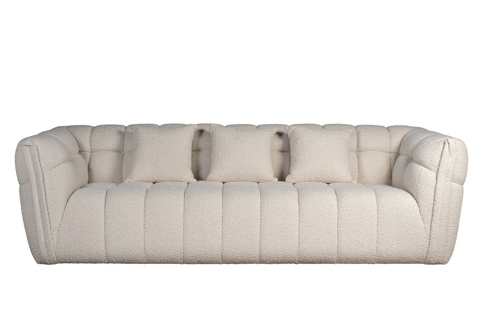 Фото Диван Prato трехместный букле белый 249*106*74см (TT-00013631) - интернет-магазин МегаТерем в Москве