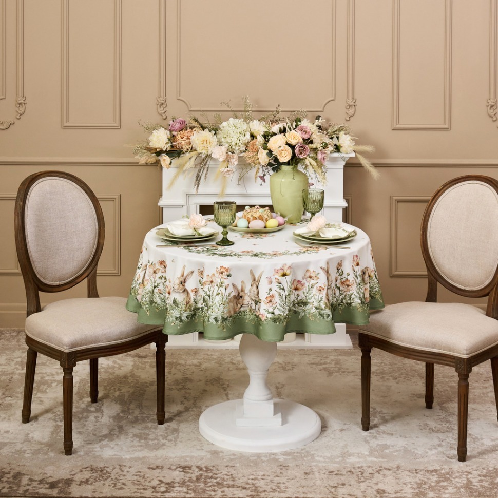 Фото Скатерть круглая sense 150см ,зеленый 100%хлопок, твил с пропиткой Lefard (850-753-23) - интернет-магазин МегаТерем в Москве