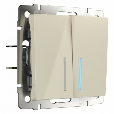 Выключатель проходной двухклавишный с подсветкой без рамки Werkel слоновая кость W1120103 WRK_a051471