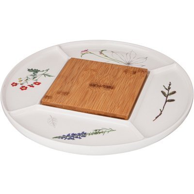 Менажница 5 секций bronco "meadow" 32,5*32,5*2см с дерев. доской 15*15*1см (474-138) 