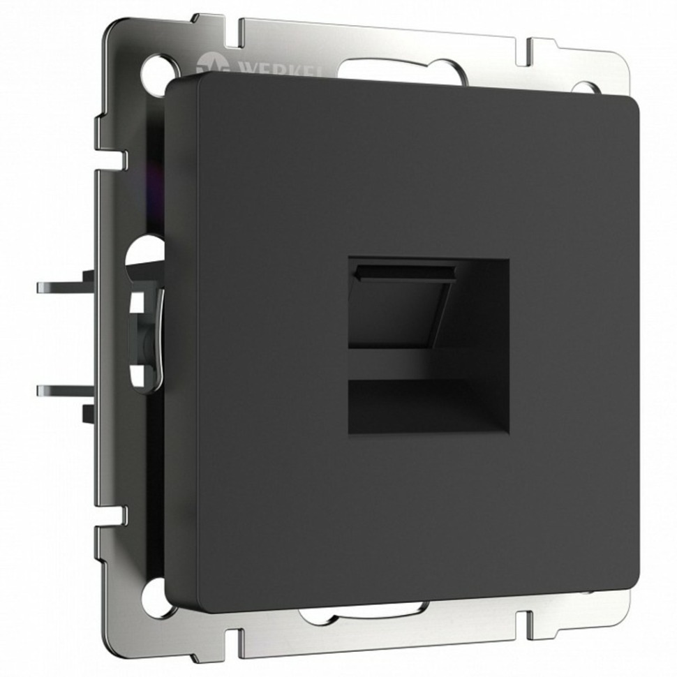 Фото Розетка Ethernet RJ-45 без рамки Werkel черный матовый W1181008 WRK_a051606 - интернет-магазин МегаТерем в Москве