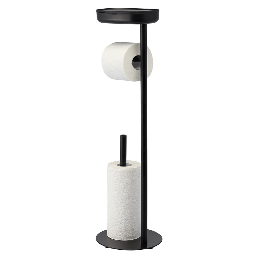 Фото Держатель для туалетной бумаги с полочкой slim, черный (78861) - интернет-магазин МегаТерем в Москве