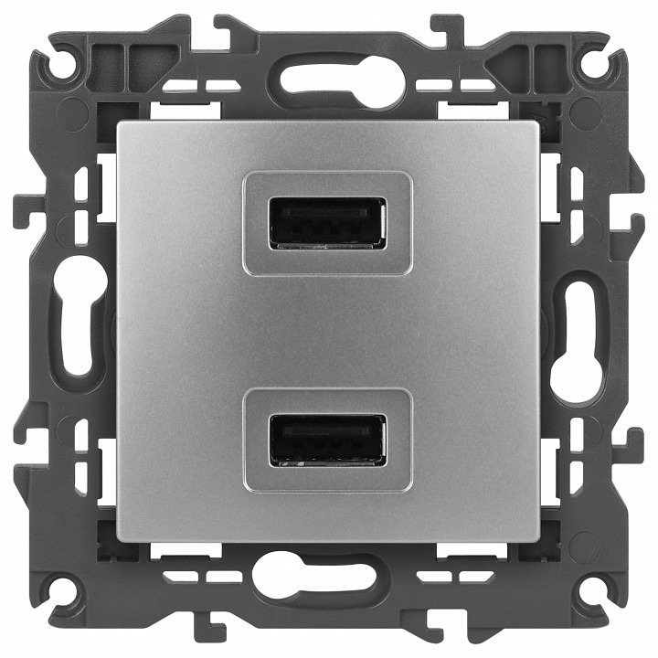 Фото Розетка 2хUSB type A без рамки Эра Эра Elegance 14-4110-03 ER_B0034360 - интернет-магазин МегаТерем в Москве