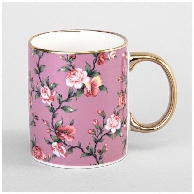 Кружка lefard 340мл розовая цветы   мал уп=12шт (97-757) 