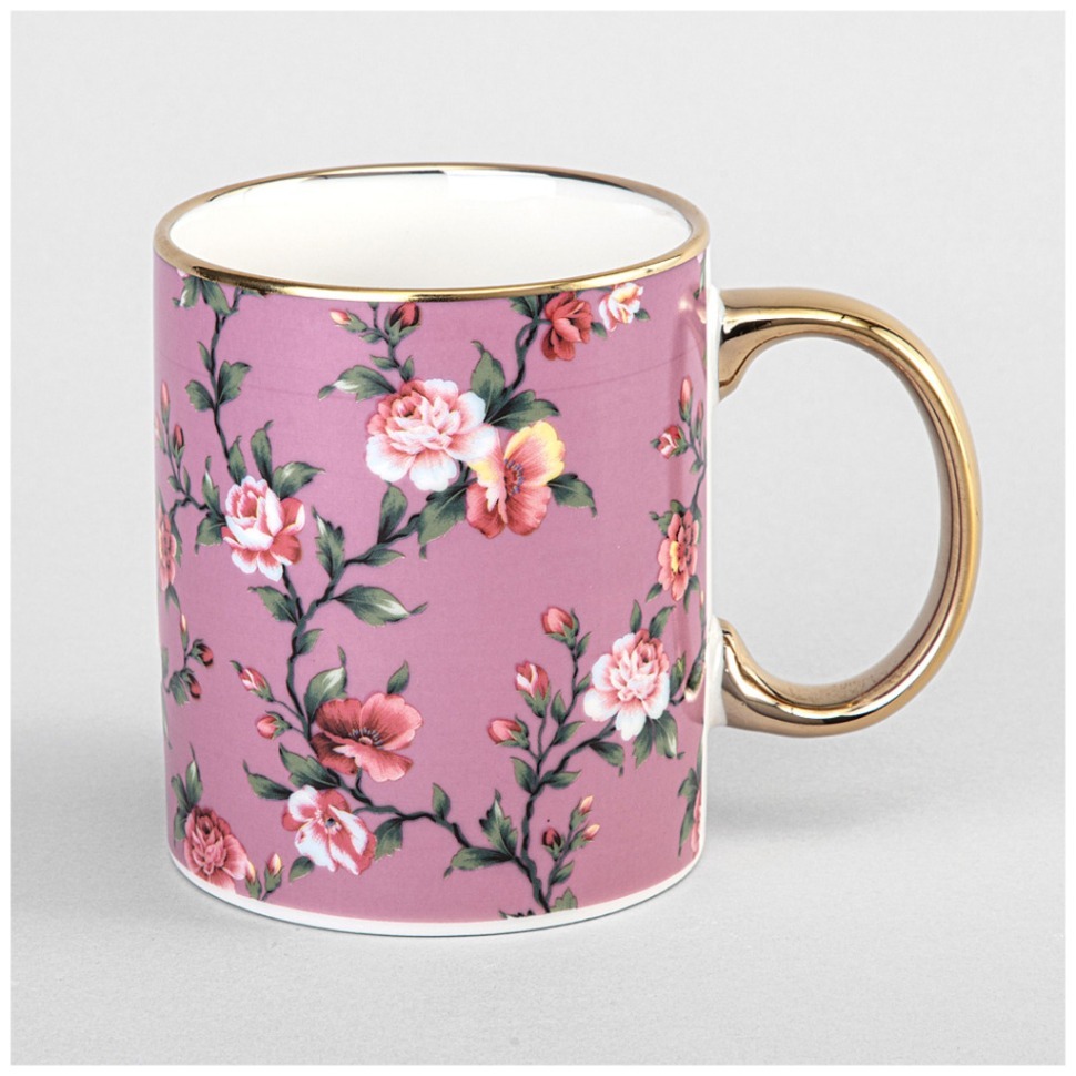 Фото Кружка lefard 340мл розовая цветы   мал уп=12шт (97-757)  - интернет-магазин МегаТерем в Москве