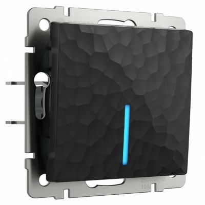 Выключатель проходной одноклавишный с подсветкой без рамки Werkel Hammer черный W1212108 WRK_a052056