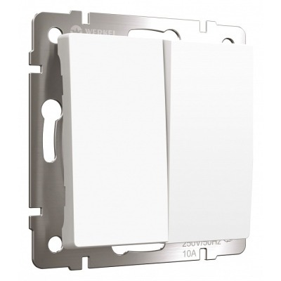 Выключатель проходной двухклавишный с самовозвратом без рамки Werkel белый матовый W1122461 WRK_a062576