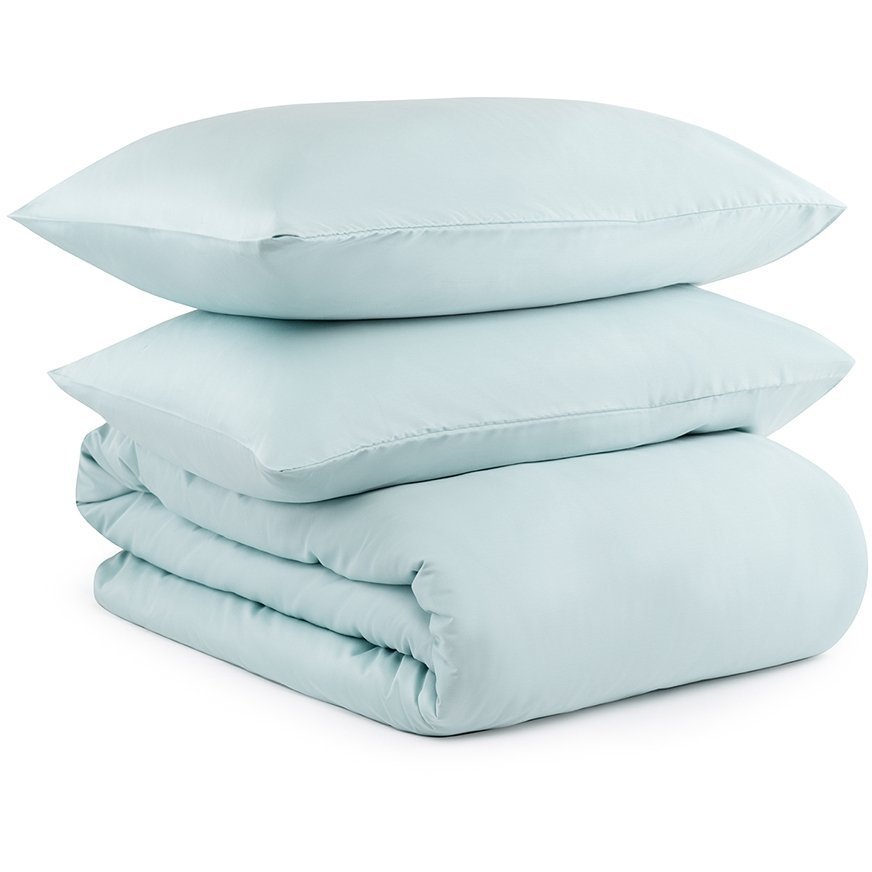 Фото Комплект постельного белья двуспальный из сатина голубого цвета из коллекции essential (70517) - интернет-магазин МегаТерем в Москве