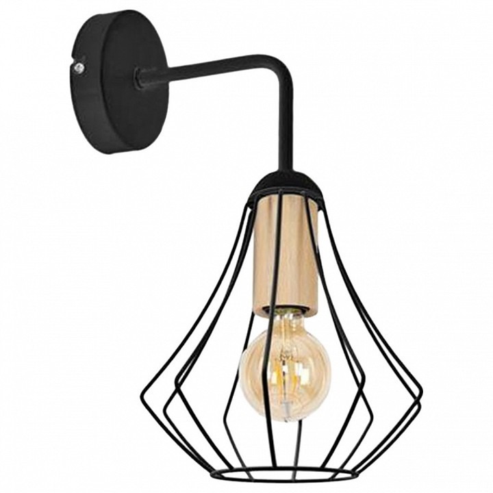 Фото Бра Imex MD.9051 MD.9051-1-W-BK+WOOD IMX_MD.9051-1-W-BK_WOOD - интернет-магазин МегаТерем в Москве