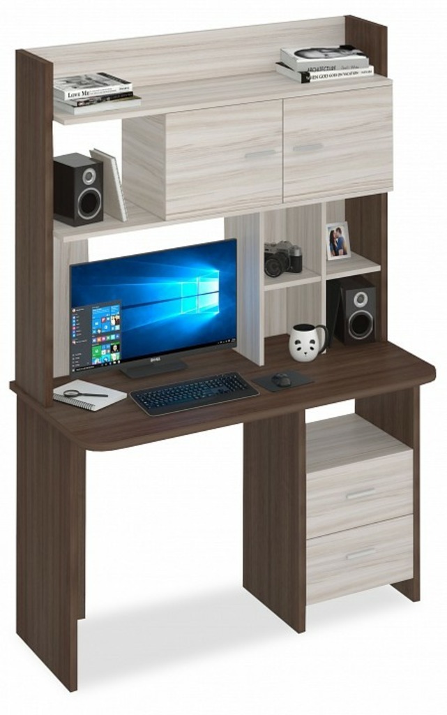 Фото Стол компьютерный Домино Lite СКЛ-Прям120Р+НКЛХ-120 MER_SKL-Pryam120R-NKLH-120-SHK-CH - интернет-магазин МегаТерем в Москве