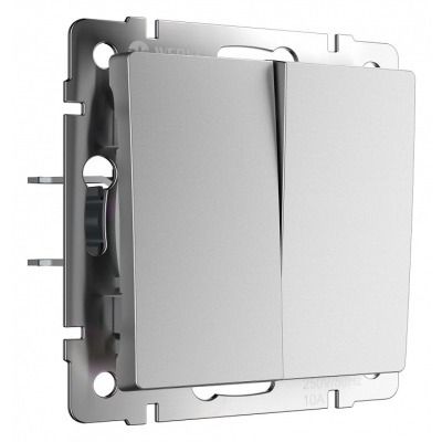 Выключатель проходной двухклавишный без рамки Werkel серебряный матовый W1122065 WRK_a063611