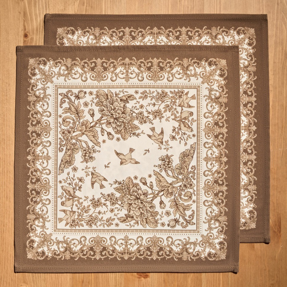 Фото Набор салфеток из 2-х шт royal garden,40х40см, 100% хлопок ,бежевый ,твил, (850-754-8)  - интернет-магазин МегаТерем в Москве