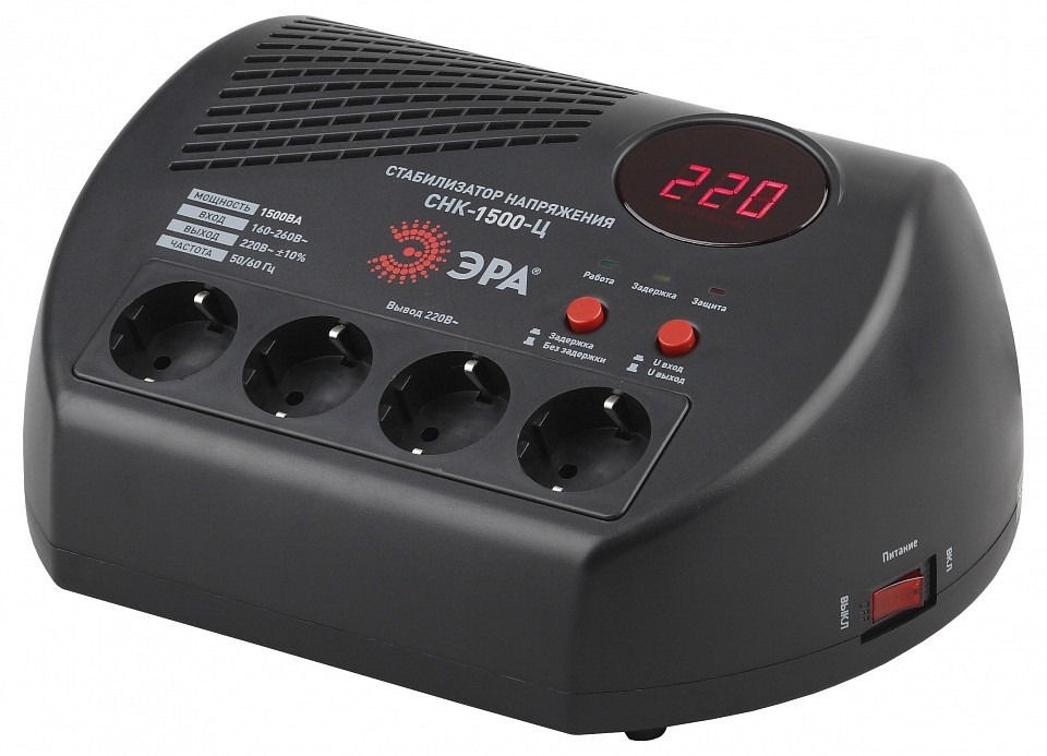 Фото Стабилизатор напряжения Эра  СНК-1500-Ц ER_B0031073 - интернет-магазин МегаТерем в Москве
