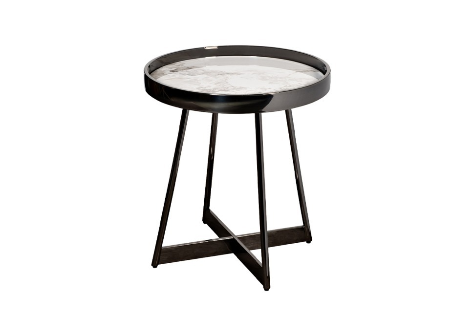 Фото Стол журнальный белый/черный хром 50*50*55см (TT-00015018) - интернет-магазин МегаТерем в Москве