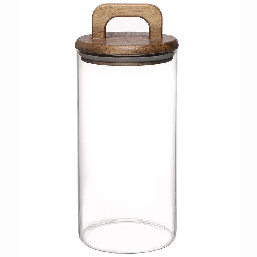 Фото Банка для хранения стеклянная с крышкой из акации hanle, 1,4 л (75864) - интернет-магазин МегаТерем в Москве