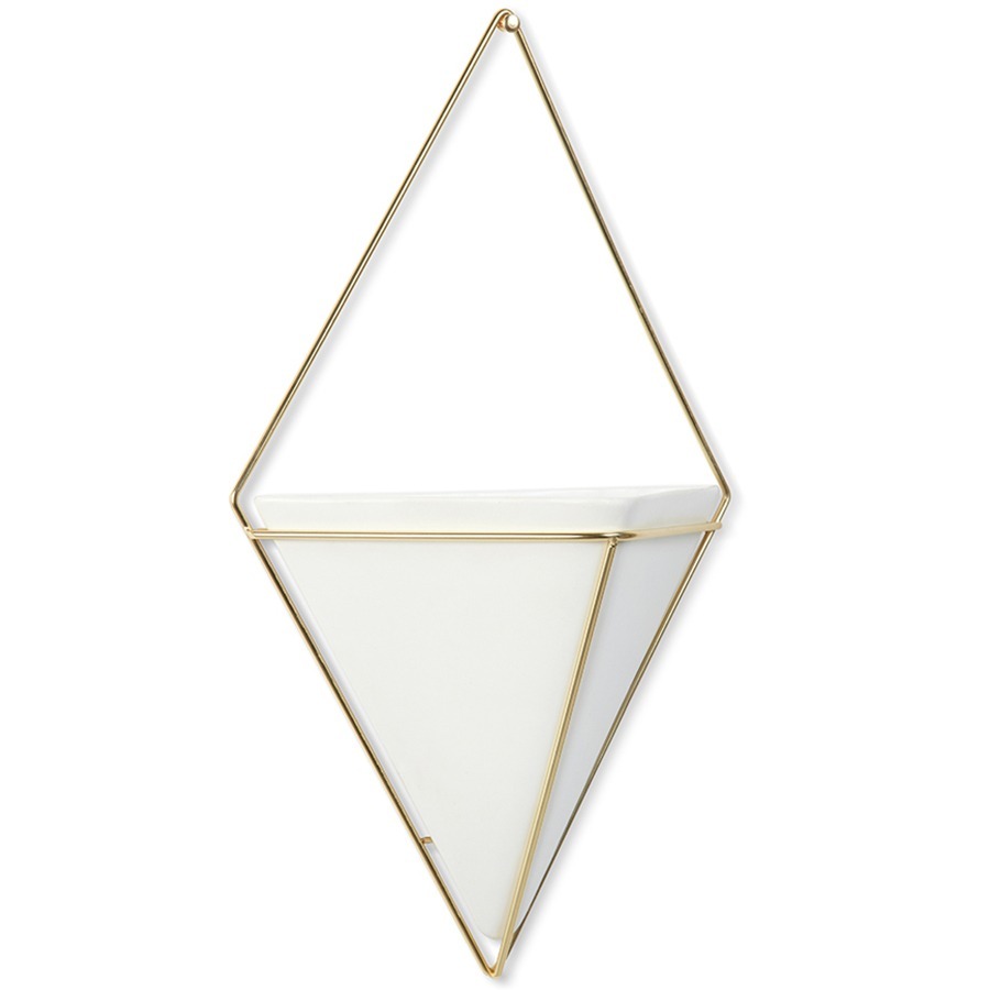 Фото Кашпо для цветов настенное trigg, 22х39 см, белое/латунь (49116) - интернет-магазин МегаТерем в Москве