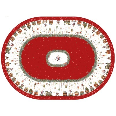 Скатерть овальная "щелкунчик"160х220см ,красный, 100% хлопок,твил, пропитка Lefard (850-762-41)