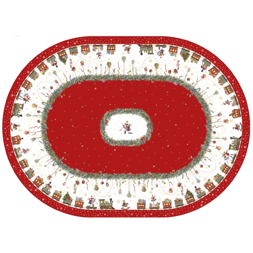 Фото Скатерть овальная щелкунчик160х220см ,красный, 100% хлопок,твил, пропитка Lefard (850-762-41) - интернет-магазин МегаТерем в Москве