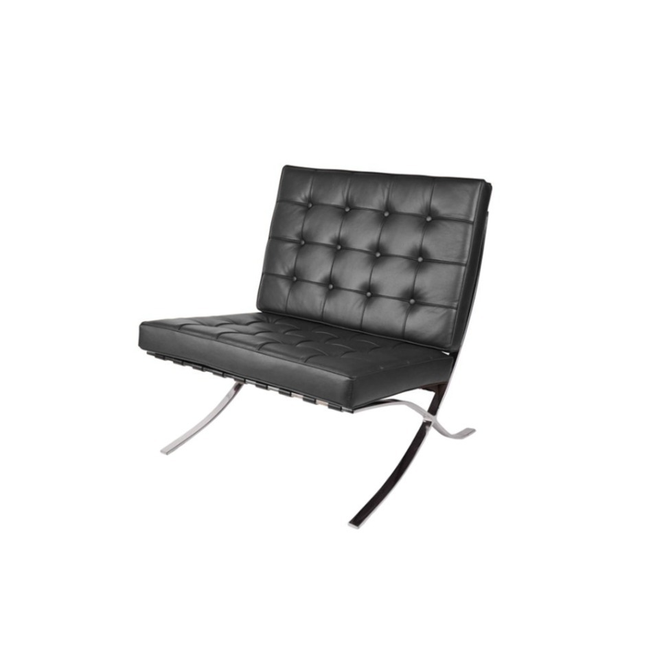 Фото Кресло Барселона EC-010/YM2037, нержавеющая сталь, кожа, Black, ROOMERS FURNITURE - интернет-магазин МегаТерем в Москве
