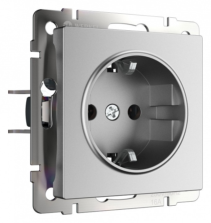 Фото Розетка с заземлением, без рамки Werkel серебряный матовый W1171065 WRK_a063612 - интернет-магазин МегаТерем в Москве