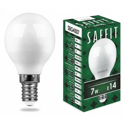 Лампа светодиодная Feron Saffit SBG4507 E14 7Вт 6400K 55123 FE_55123