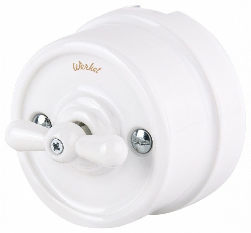 Фото Выключатель одноклавишный Werkel Ретро (белый) W5612001 WRK_a051317 - интернет-магазин МегаТерем в Москве