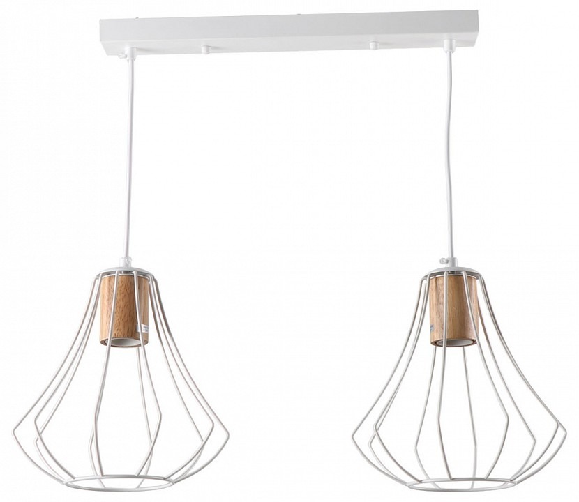 Фото Подвесной светильник Imex MD.9052 MD.9052-2-P-WH+WOOD IMX_MD.9052-2-P-WH_WOOD - интернет-магазин МегаТерем в Москве