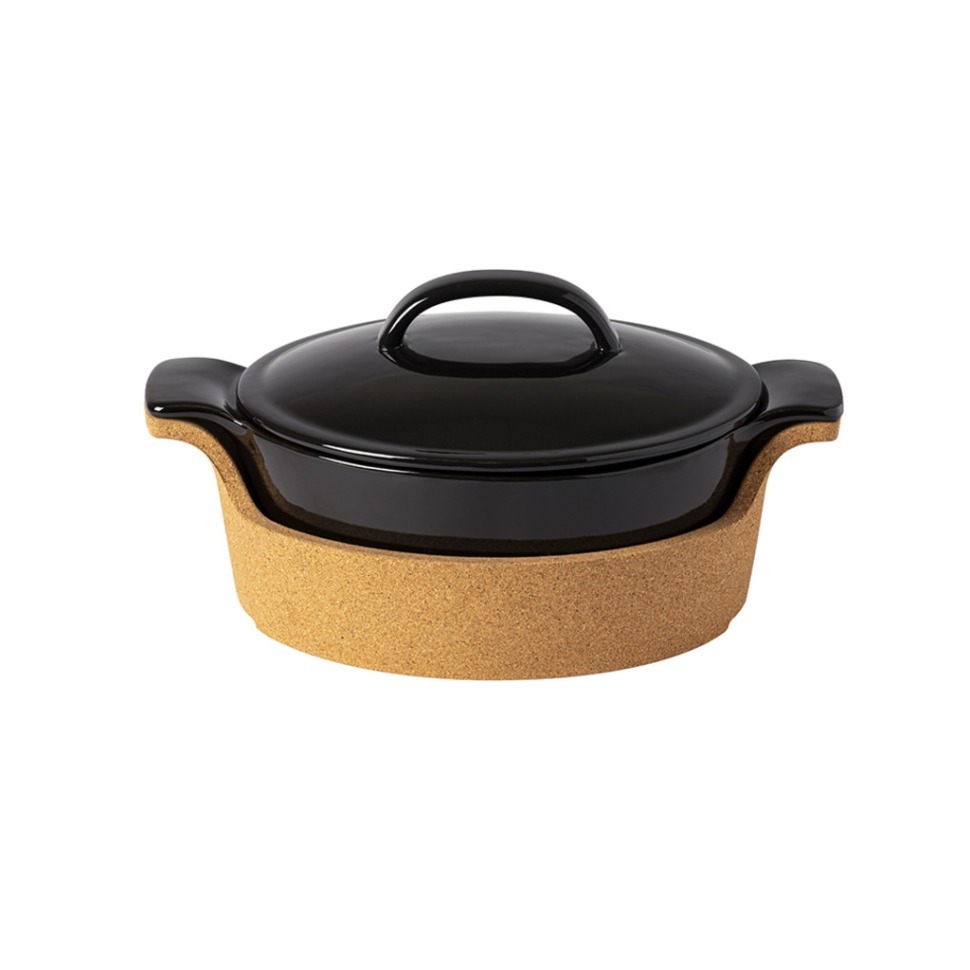 Фото Кассероль на подставке DH301-BLK(DH301-902), керамика/пробка, BLACK/BEIGE, CASAFINA BY COSTA NOVA - интернет-магазин МегаТерем в Москве