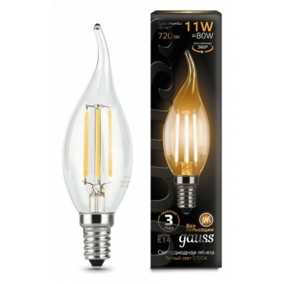 Лампа светодиодная Gauss LED Filament E14 11Вт 2700K 104801111 GA_104801111