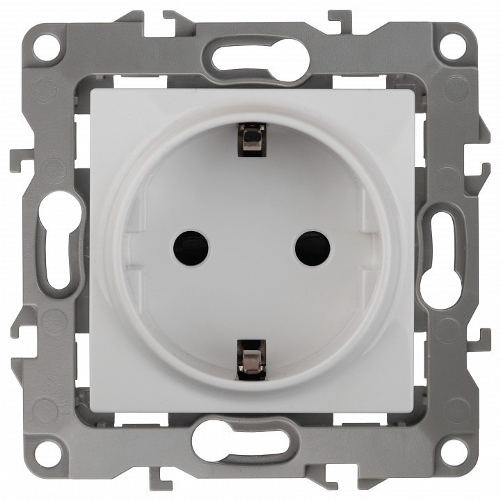 Фото Розетка с заземлением и со шторкой, без рамки Эра Эра 12 12-2102-01 ER_B0014687 - интернет-магазин МегаТерем в Москве