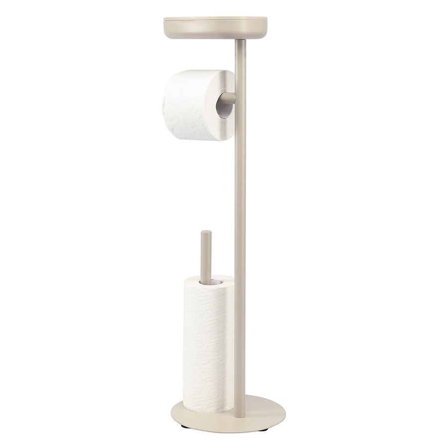 Фото Держатель для туалетной бумаги с полочкой slim, светло-серый (78864) - интернет-магазин МегаТерем в Москве