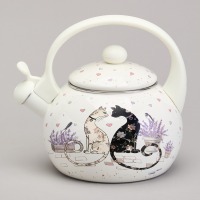 Чайник agness эмалированный со свистком серия "lavander cats", 2,2 л (943-074) 