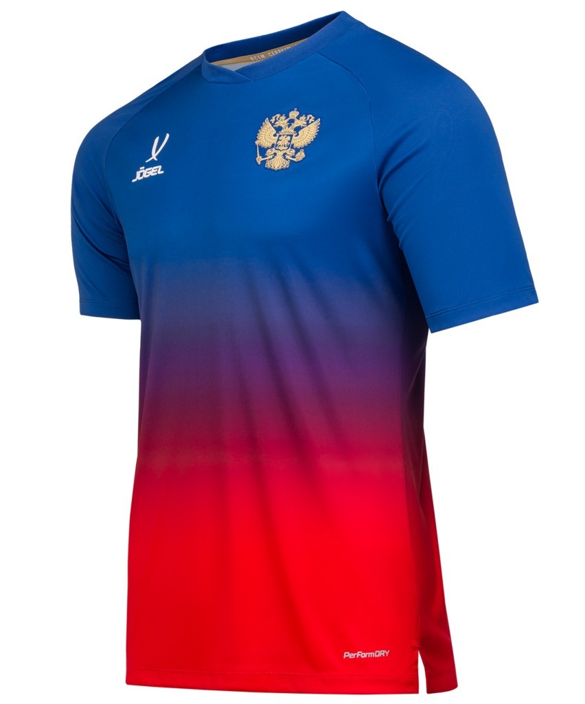 Фото Футболка разминочная JOGEL NATIONAL PerFormDRY Pre-Match Tee, сине-красный (2110091) - интернет-магазин МегаТерем в Москве