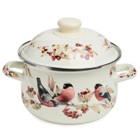 Кастрюля agness эмалированная с эмал.крышкой серия "снегири", 2.0 л, 18*11 см (934-746) 